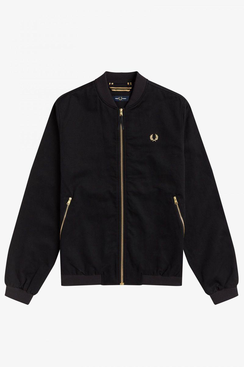 Black Fred Perry Twill Bomber Men's Jackets | PH 1269XYUF